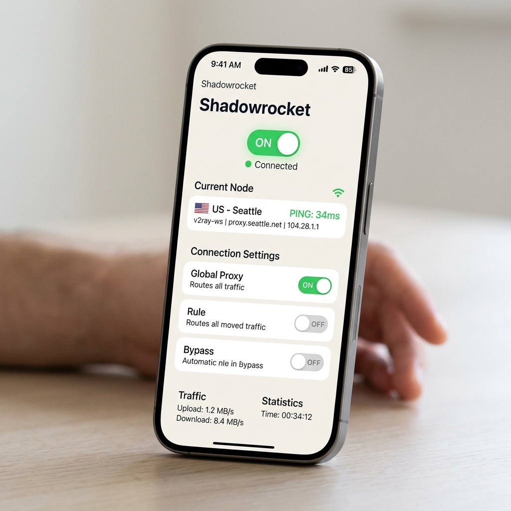 iOS 小火箭 Shadowrocket 界面 - 呆鹅云机场节点延迟与订阅
